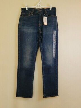 Old Navy NWT Men's Dark Blue Straight Built In Flex 5 Pocket Jeans 30 x 30